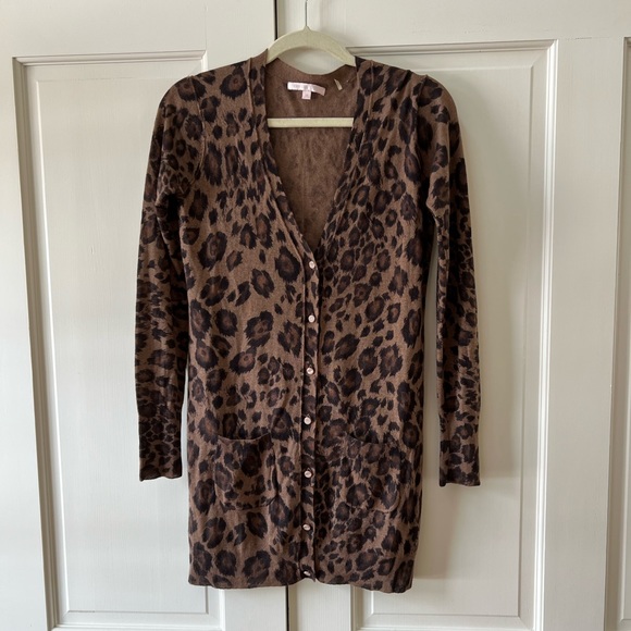 Rebecca Taylor Silk / Cashmere leopard cardigan - Picture 1 of 9